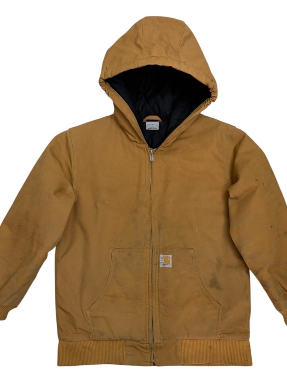 CARHARTT Canvas Chore Hooded Work Winter Lined Jacket Coat Boys Large